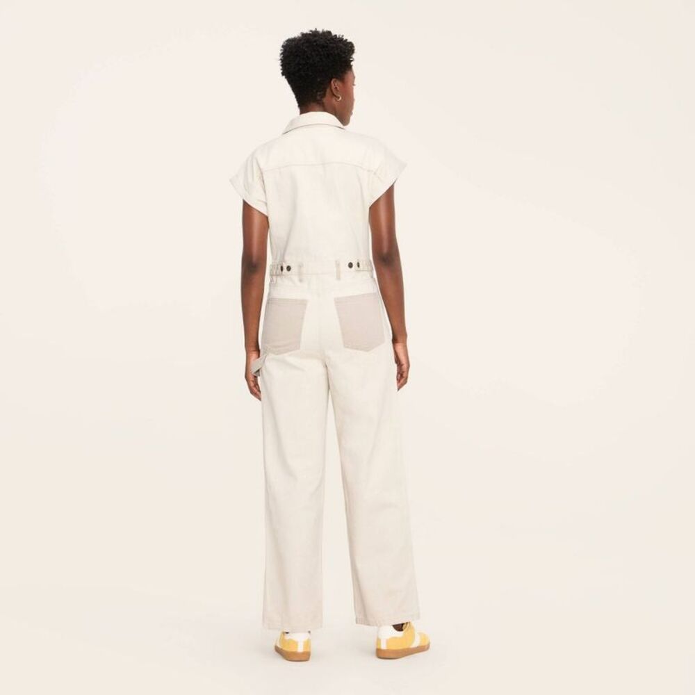 Woolrich Two-Tone Cream and Beige Utility Jumpsuit - Picture 2 of 4